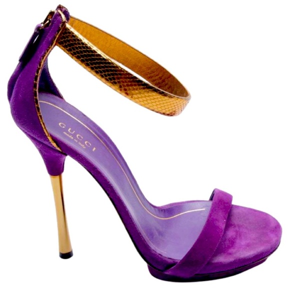 Gucci Shoes - GUCCI leather purple heels 38 EU